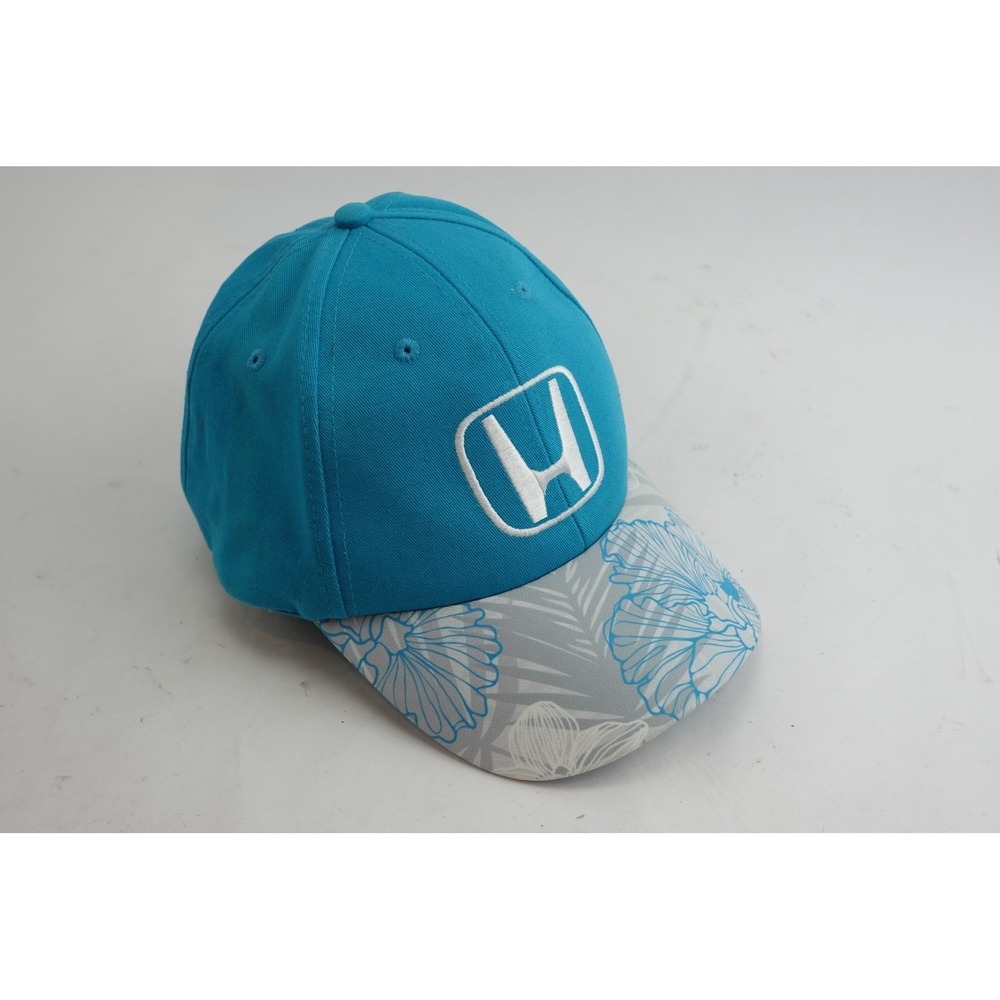 Honda Hat Adjustable Blue Floral Hawaiian Brim Embroidered Logo Excellent